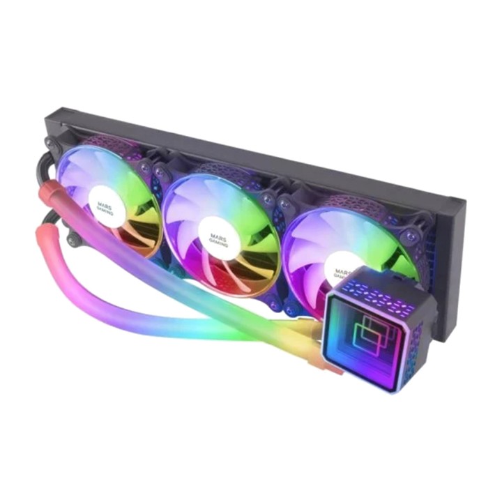 MARS GAMING AIO liquid CPU cooler with infinity mirror