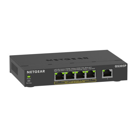 switch di rete gigabit poe non gestito a 5 porte gs305pv3 55,5w