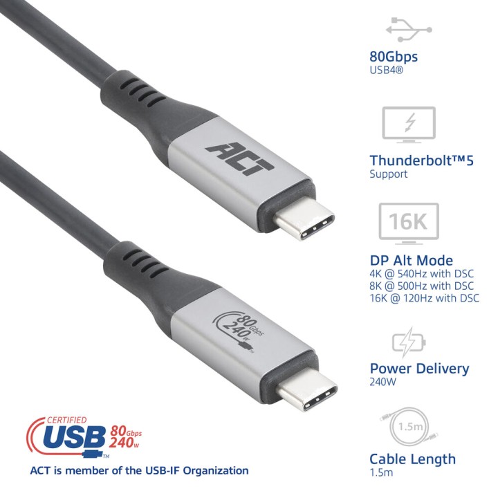ACT CONNECTIVITY USB-IF-zertifiziertes USB-C-Kabel,