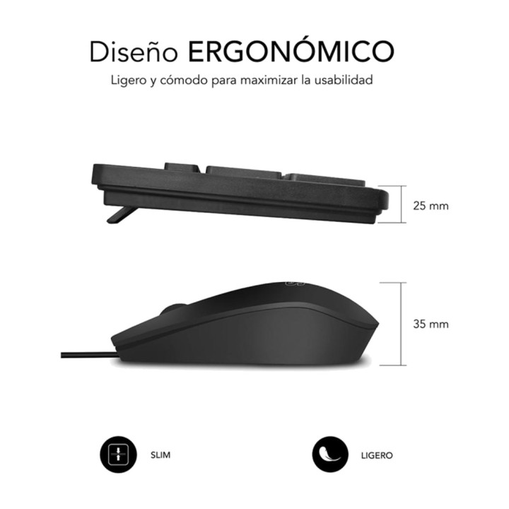 SUBBLIM Ensemble clavier et souris silencieux filaire USB