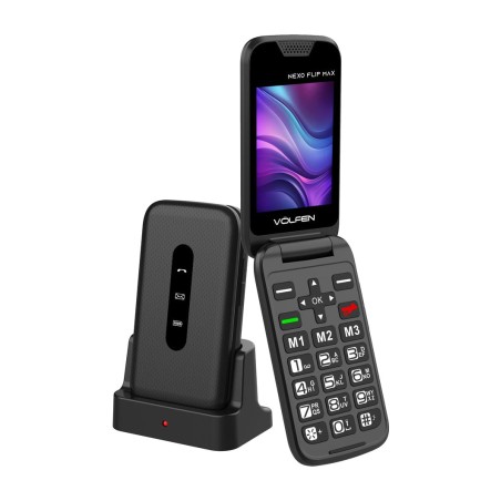 telefono cellulare con sportellino e base di ricarica per anziani nexo flip-max 2g 800mah