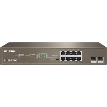 switch poe no gestionable de 8 puertos gigabit y 2 sfp g1110p 150w