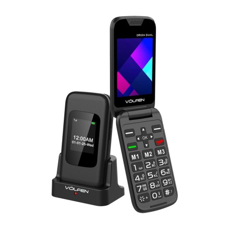 clamshell mobile phone with cover and dual screens for seniors orion dual max