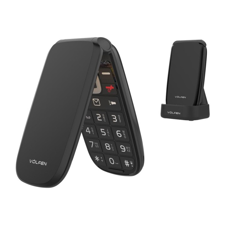 VOLFEN Teléfono móvil con tapa para personas mayores y botón