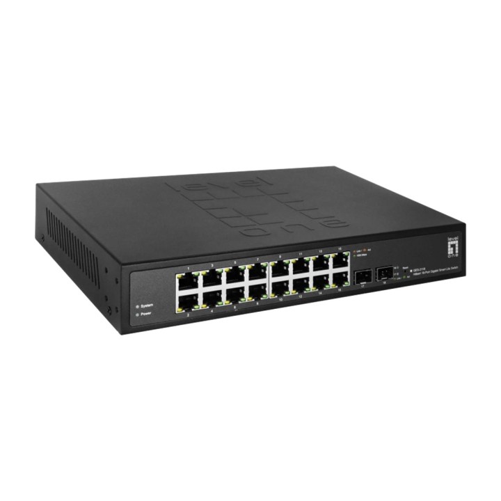 LEVELONE Switch gestionable de 16 puertos Gigabit y 2 SFP