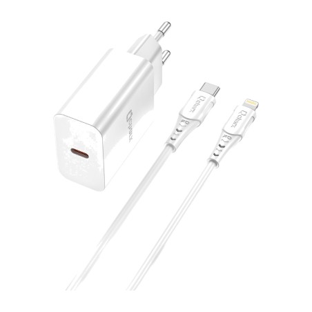 kit caricatore da parete a ricarica rapida con cavo da usb-c a lightning chronos-20w 3a 1 m