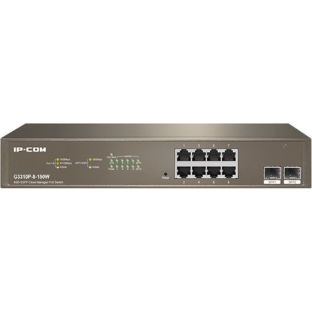 switch poe gestionable en la nube de 8 puertos gigabit y 2 sfp g3310p 150w
