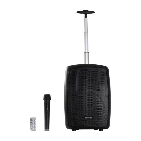 difuzor portabil cu troler, microfon fără fir și baterie amply-t 100w uhf