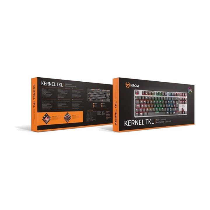 KROM Teclado mecânico gaming compacto com fio KERNEL-TKL-RGB