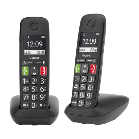 téléphone fixe sans fil dect avec 2 combinés et répertoire de 300 numéros e290 duo