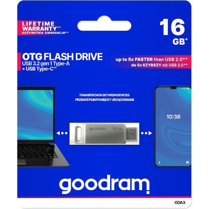 GOODRAM Dvojni pomnilnik USB 3.2 s priključkoma A in C ODA3