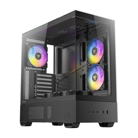panoramic mid-tower pc case with tempered glass cx705 atx-argb