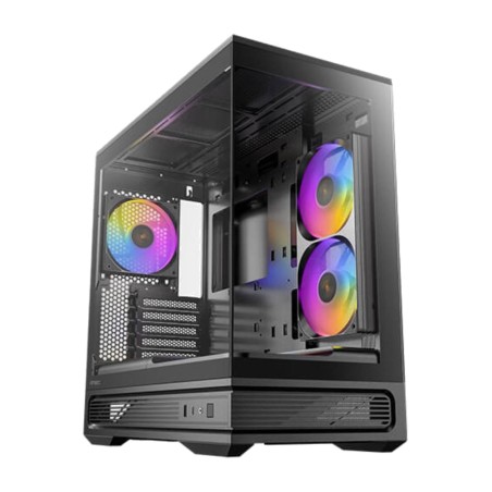 mid-tower pc case with tempered glass c2m micro-atx-argb
