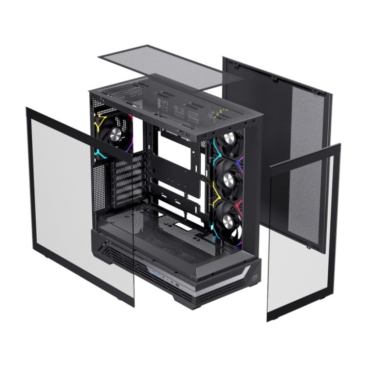 EINAREX ATX mid-tower gaming PC case with tempered glass