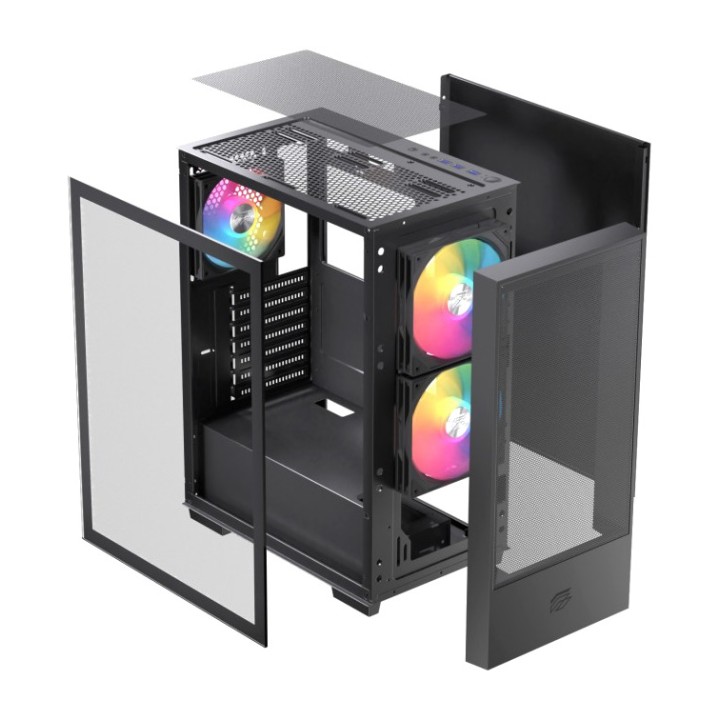 EINAREX Caja de PC gaming semitorre ATX con cristal
