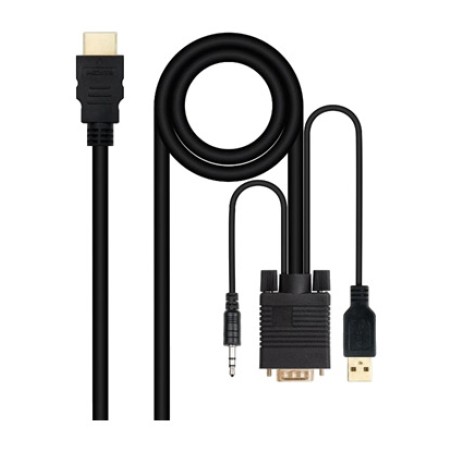 hdmi to vga converter cable with audio output and usb power 1080p 1,8 m