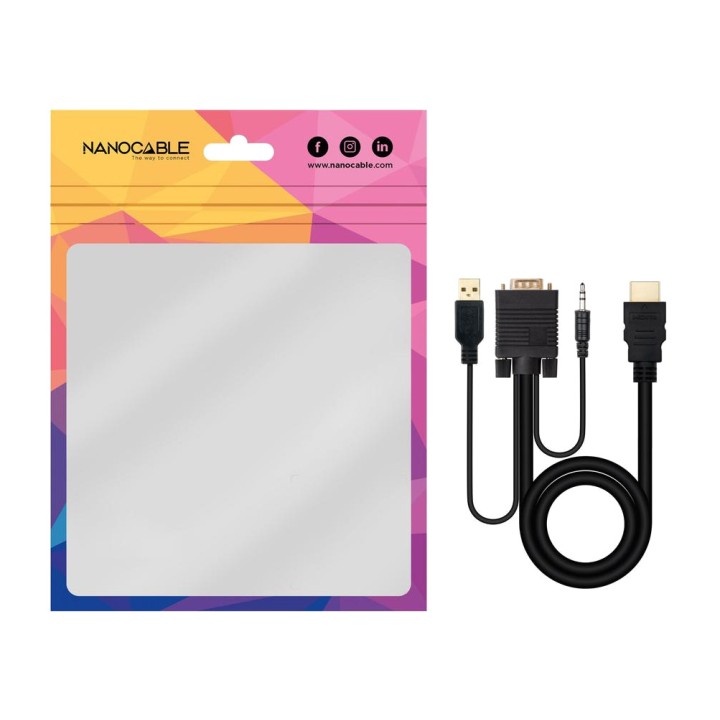NANOCABLE Cable conversor HDMI a VGA con salida de audio y
