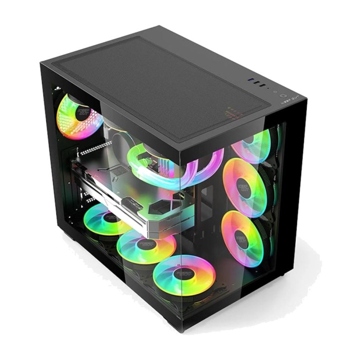 KEEP OUT Mid-tower gaming computer case with tempered glass