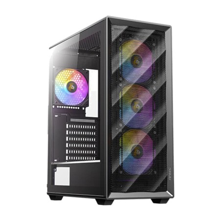 mid-tower pc case with tempered glass ax85 atx-argb