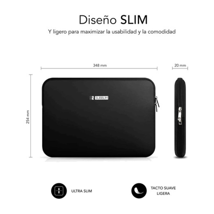 SUBBLIM Custodia sottile in neoprene per laptop da 13,3 a 14