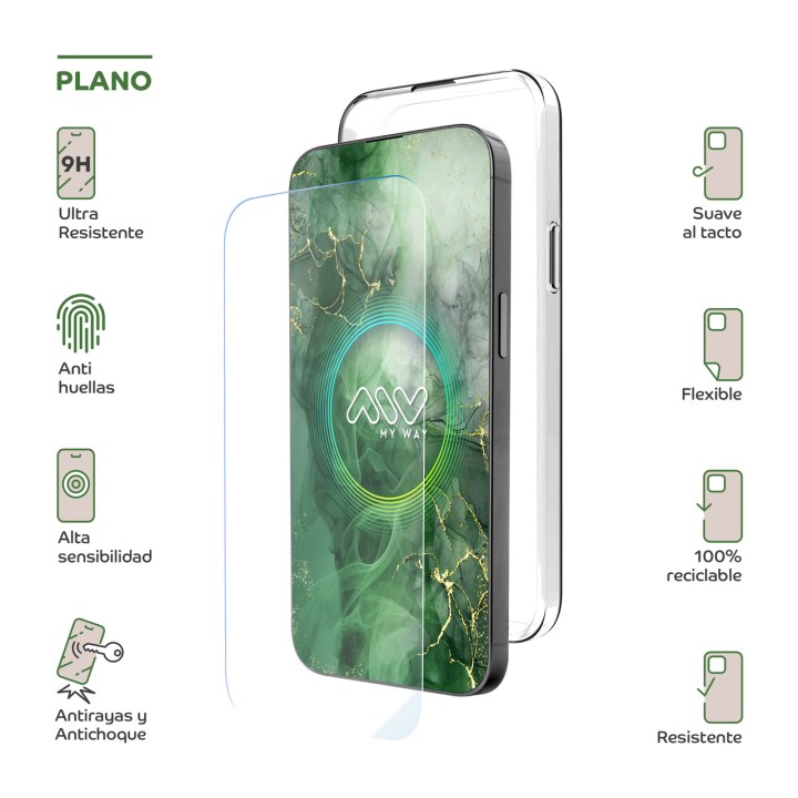 MYWAY Funda TPU con protector de pantalla en cristal 878257