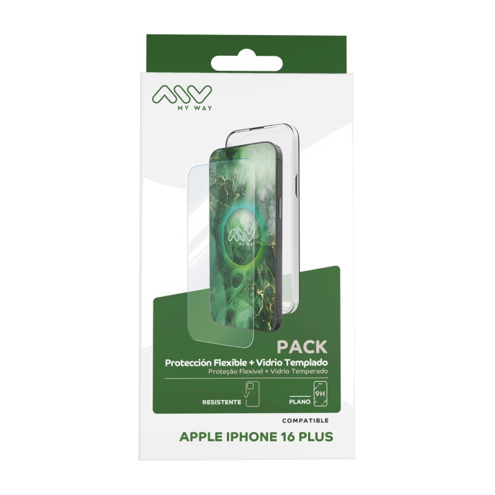 MYWAY Funda TPU con protector de pantalla en cristal 878254