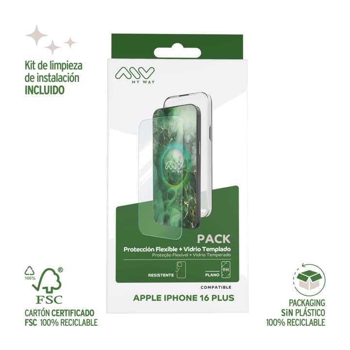 MYWAY TPU phone case with tempered glass screen protector
