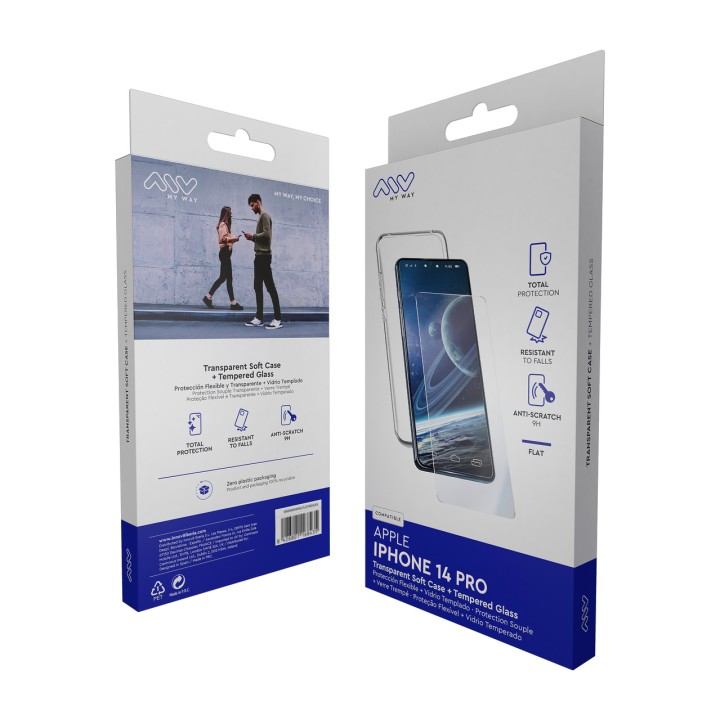 MYWAY Funda TPU con protector de pantalla en cristal 878242