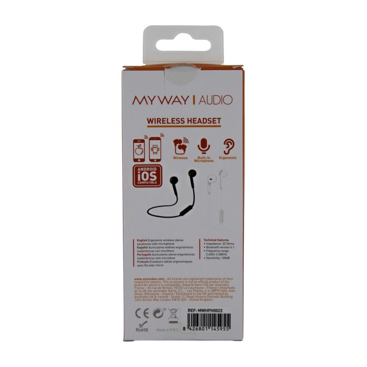 MYWAY Trådlösa Bluetooth-hörlurar med halsband HD