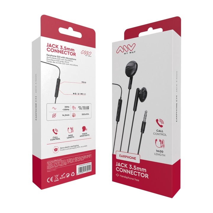 MYWAY Căști cu microfon pentru telefon mobil MWHPH0019