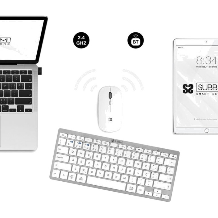 SUBBLIM Pack clavier compact portugais et souris sans fil