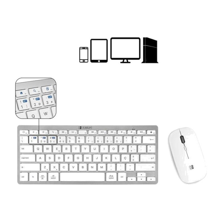 SUBBLIM Kit tastiera compatta portoghese e mouse wireless