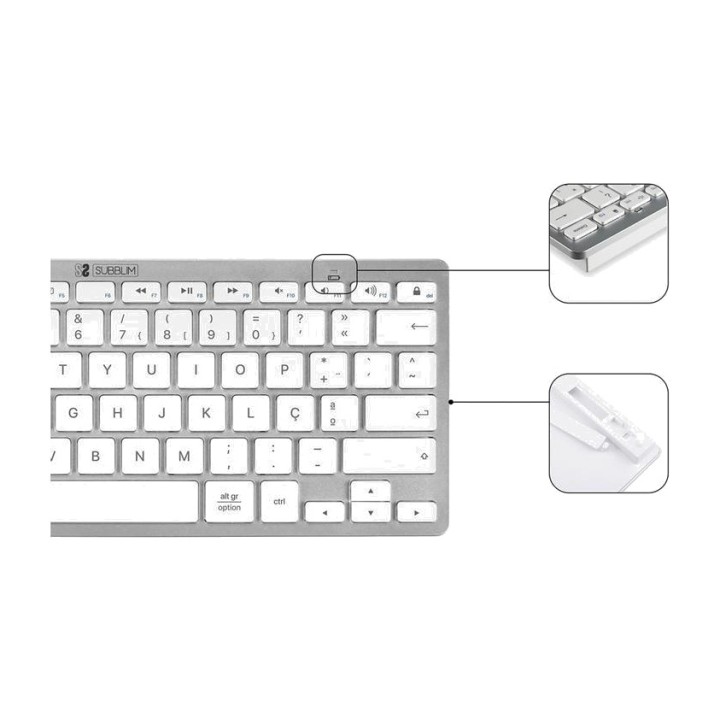 SUBBLIM Pack clavier compact portugais et souris sans fil