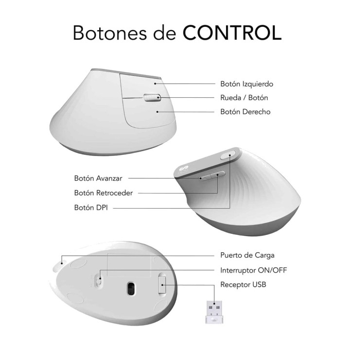 SUBBLIM Souris verticale ergonomique sans fil rechargeable à
