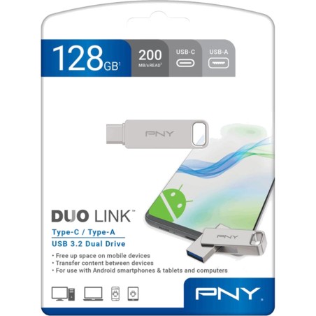 memoria usb con doble conector a y c duo-link 128gb 3.2
