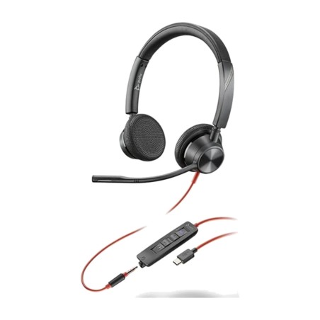 stereo slúchadlá certifikované pre microsoft teams s káblom typu c, jackom 3,5 mm a adaptérom na usb-a blackwire-3325 8x222aa