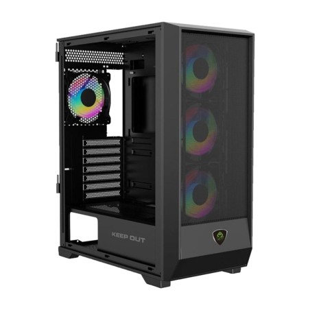 mid-tower gaming computer case with tempered glass and remote control xc-501-mesh atx-argb