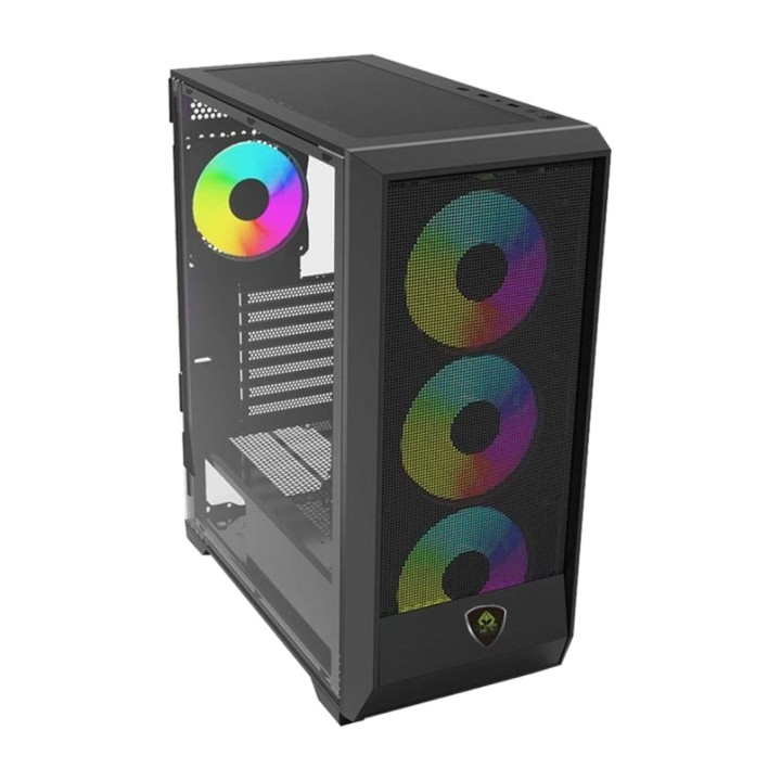 KEEP OUT Mid-tower gaming computer case with tempered glass