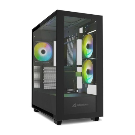 mid-tower pc case with tempered glass rebel c60-rgb-atx