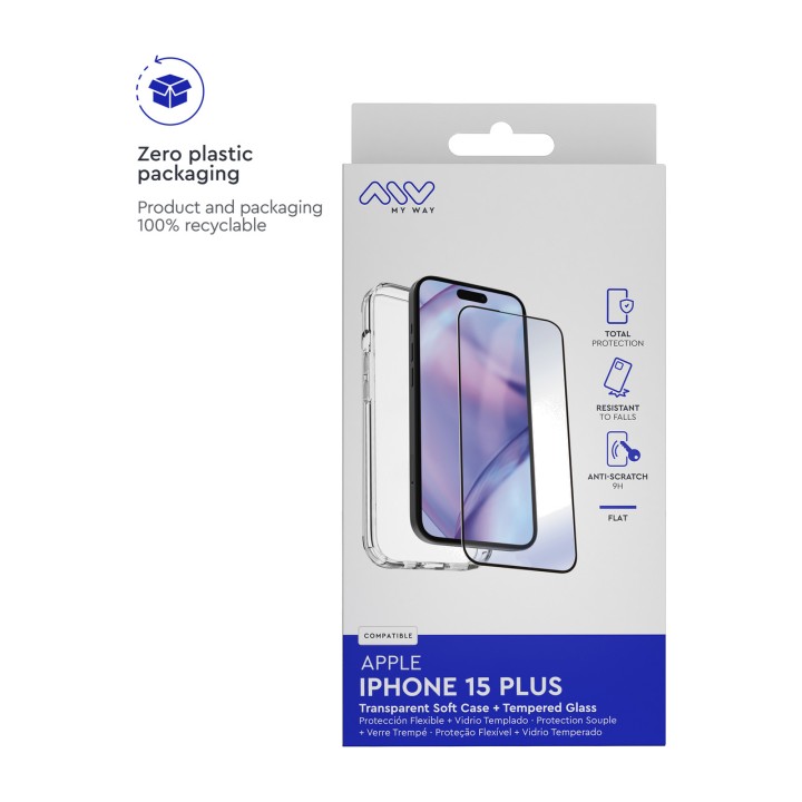 MYWAY Funda TPU con protector de pantalla en cristal 878246