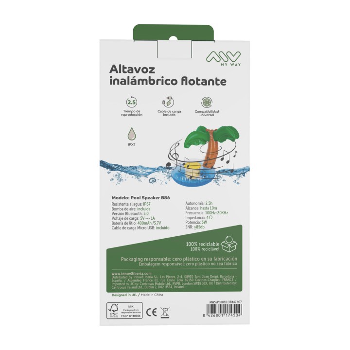MYWAY Altoparlante Bluetooth galleggiante con galleggiante a