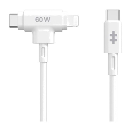 câble hybride en silicone de charge et de données usb-c/c-lightning 60w 1,5m-mfi