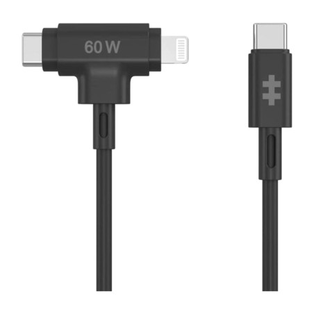 câble hybride en silicone de charge et de données usb-c/c-lightning 60w 1,5m-mfi