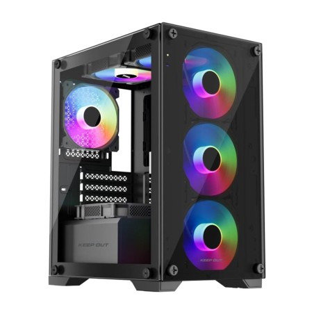mini-tower gaming computer case with tempered glass xc-201-glass micro-atx-argb