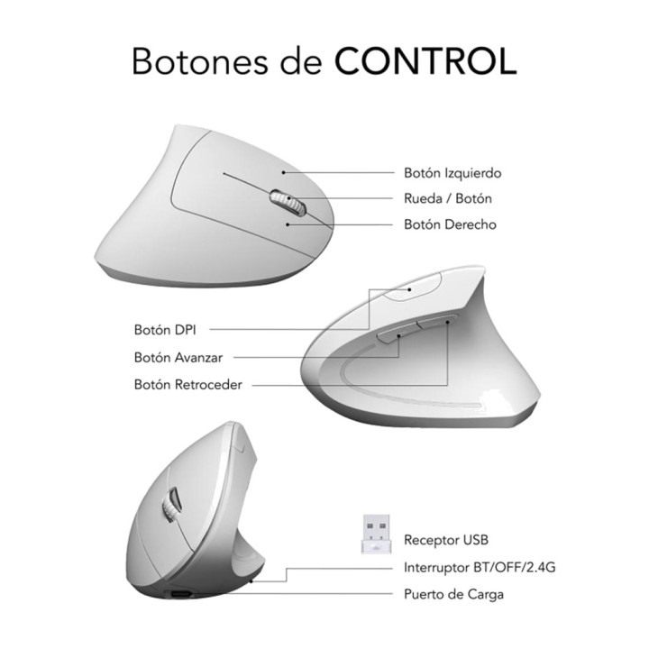 SUBBLIM Mouse verticale ergonomico wireless ricaricabile