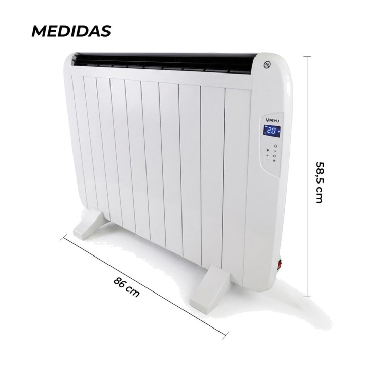 YOEVU Radiador eléctrico de aluminio con wifi, programador