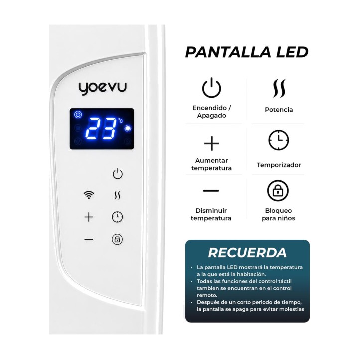 YOEVU Radiatore elettrico in alluminio con Wi-Fi,
