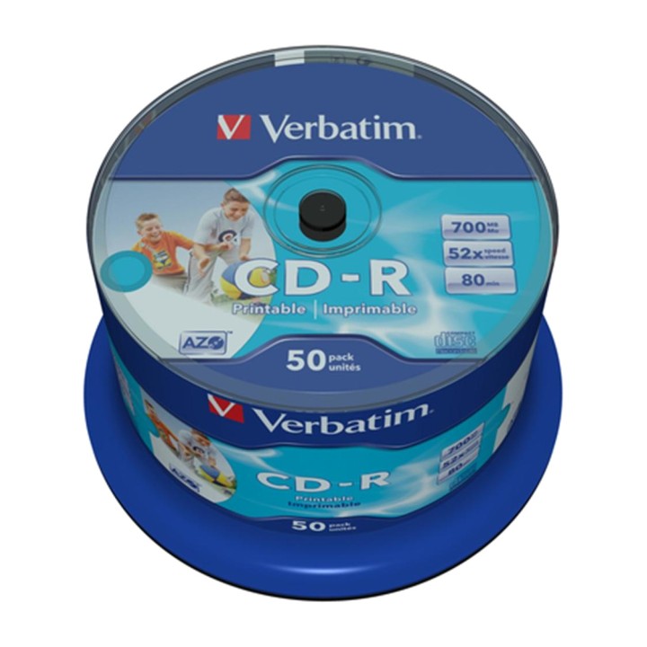 VERBATIM Bedruckbare beschreibbare CDs CD-R-AZO WIDE-INKJET