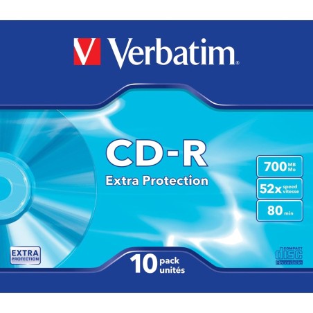 recordable compact discs cd-r-extra-protection 700mb 52x jewel-case 10 uds 43415