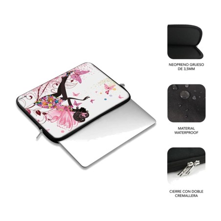 housse en néoprène avec motif de fées pour ordinateur portable de 13,3 à 14 pouces trendy-sleeve neo-hada